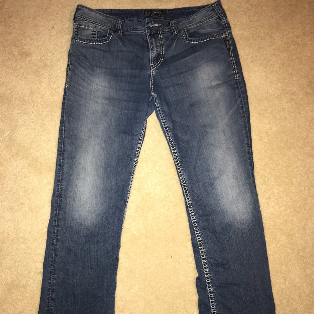Silver Suki Flap Capri Jeans size 14